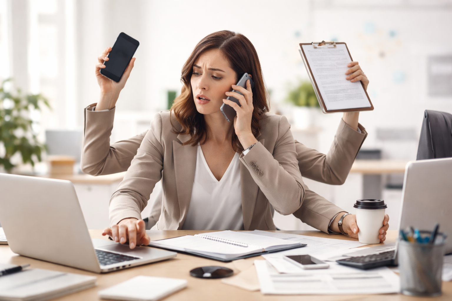 Coaching professionnel en Wallonie – gestion du multitasking et performance humaine | Happy Corporate Illustration du multitasking en entreprise utilisée dans le cadre du coaching professionnel et du développement de la performance au travail en Wallonie